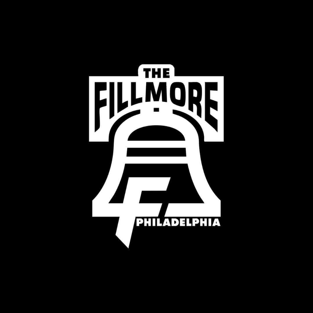 Logo for The Fillmore Philadelphia featuring a stylized Liberty Bell with the text “The Fillmore Philadelphia” in bold white letters on a black background.